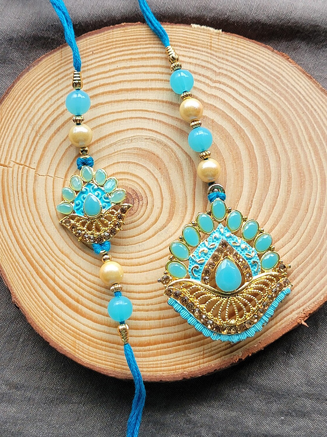 

Mahi Set Of 2 Beaded Rakhi, Blue
