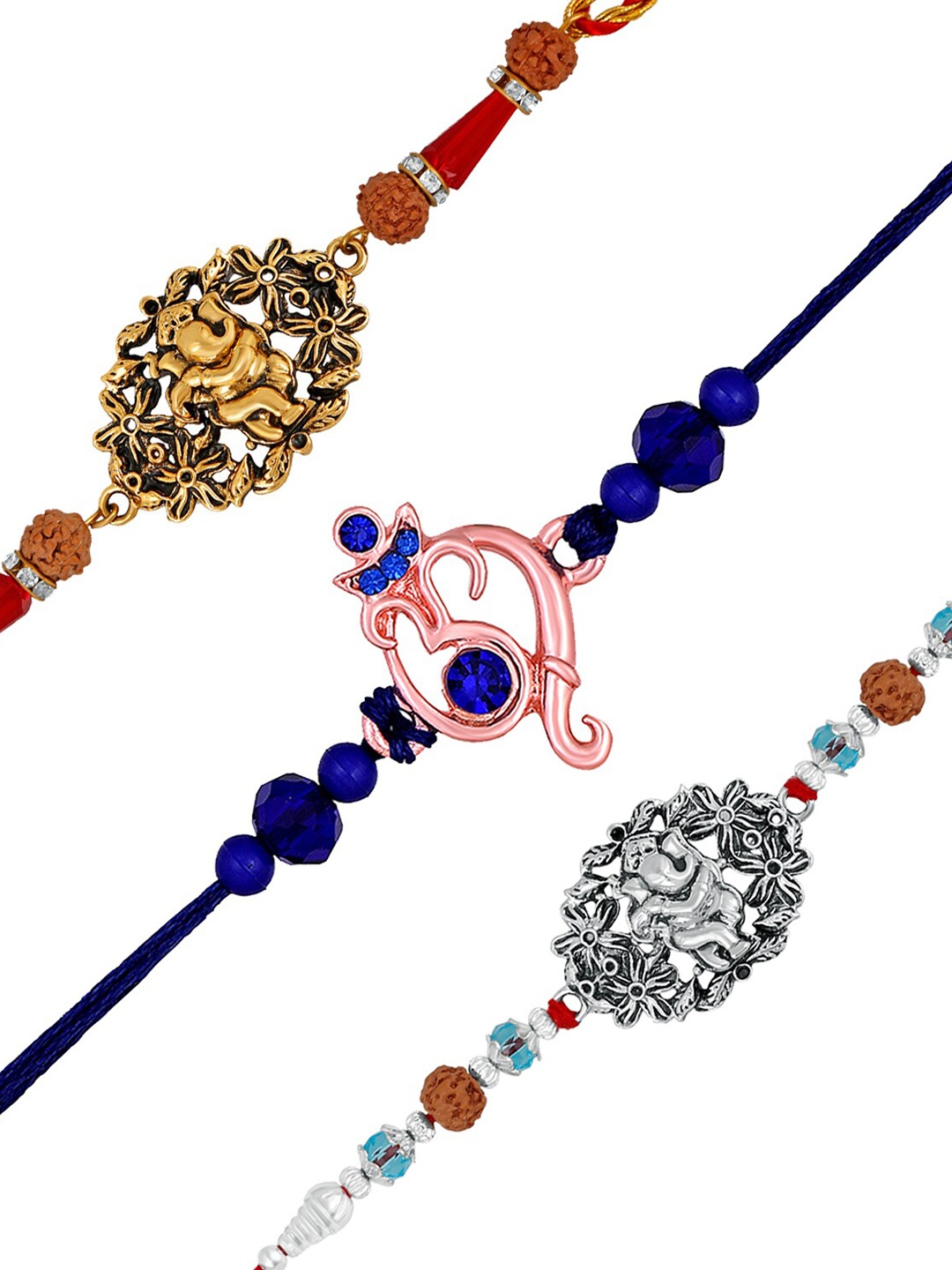 

Mahi Set of 3 Ganpati Beaded Rakhis, Blue