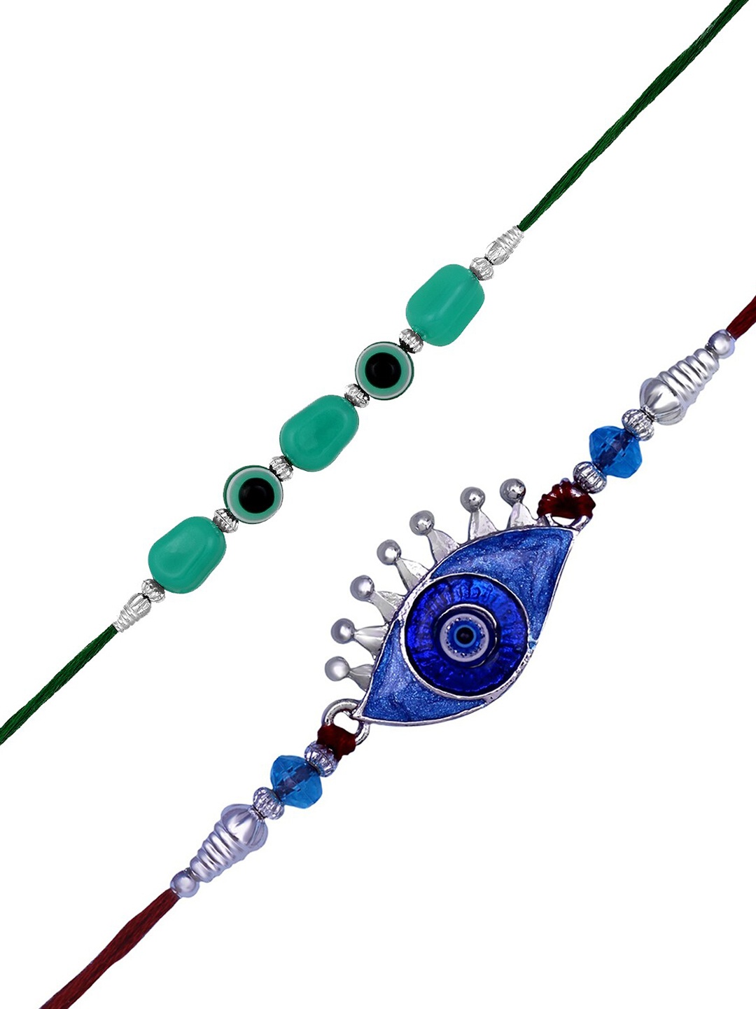 

Mahi Set Of 2 Evil Eye Charm Rakhi, Blue