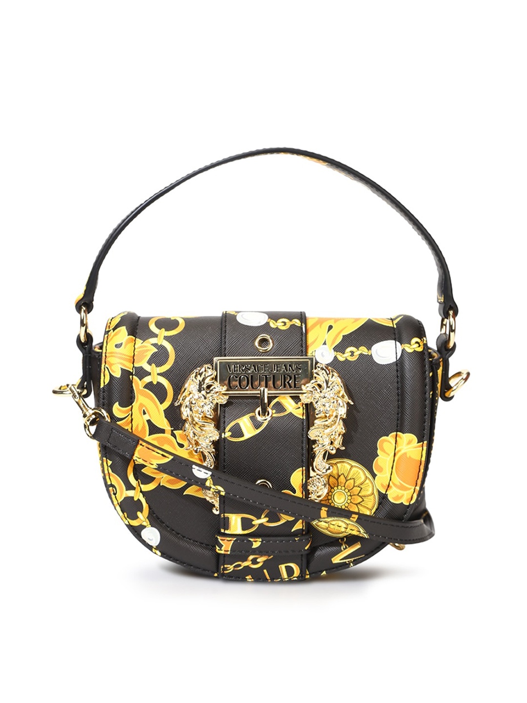 

Versace Jeans Couture Abstract Textured Structured Sling Bag, Black