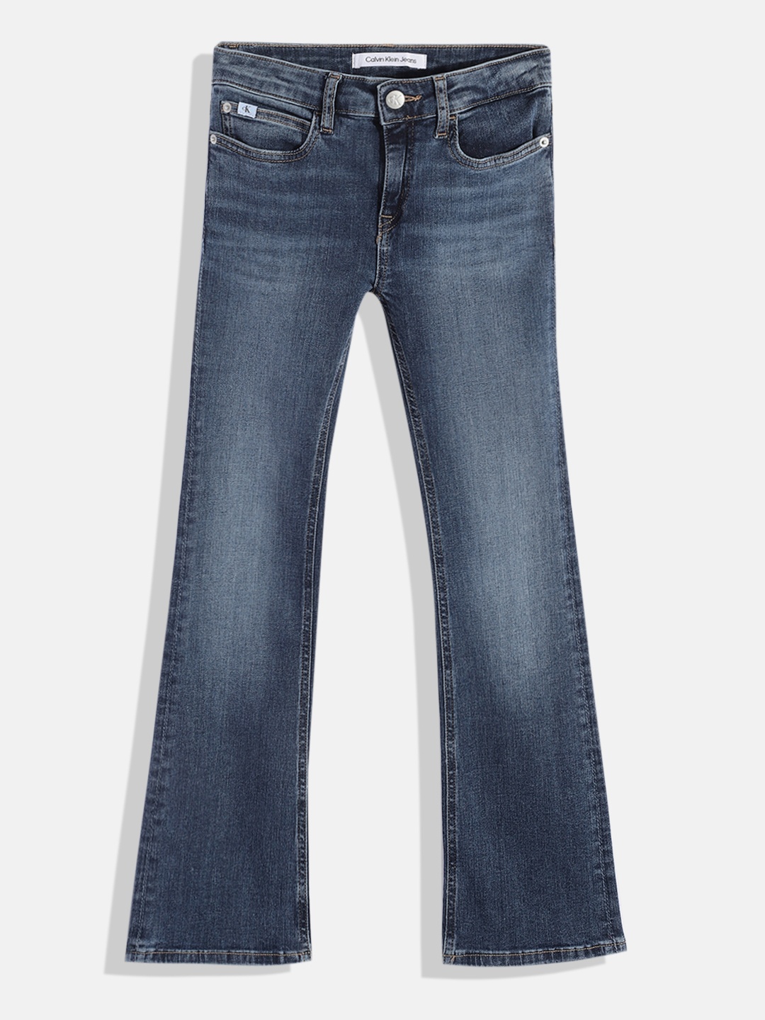 

Calvin Klein Jeans Girls Wide Leg Clean Look Stretchable Jeans, Blue