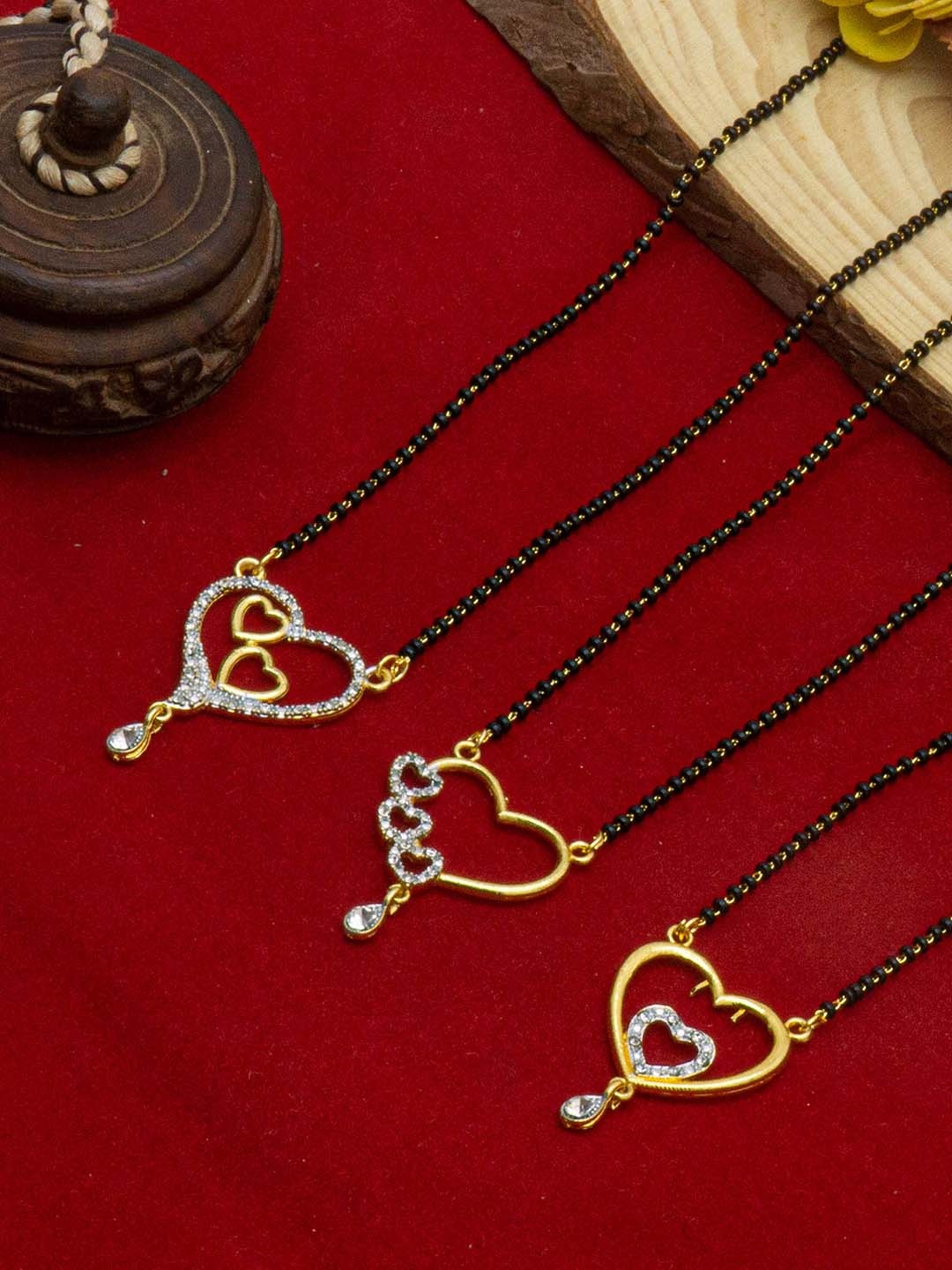 

Ramdev Art Fashion Jwellery Set Of 3 Gold-Plated Beaded Mangalsutra