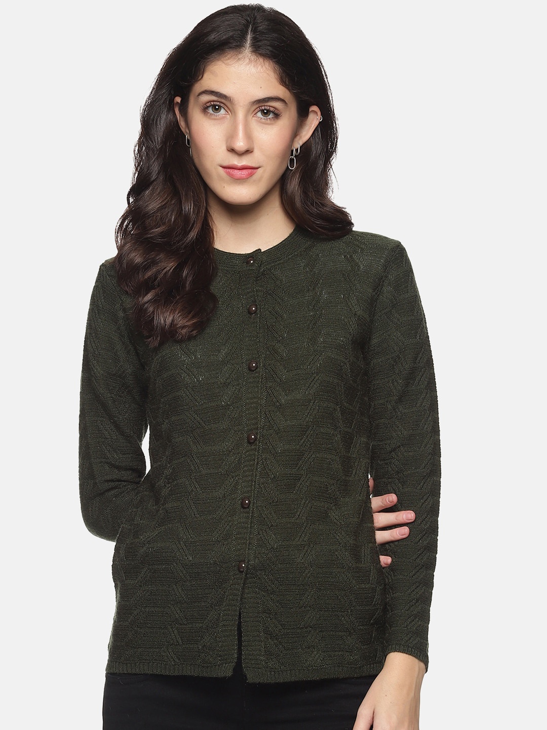 

CLAPTON Cable Knit Woollen Cardigan, Green