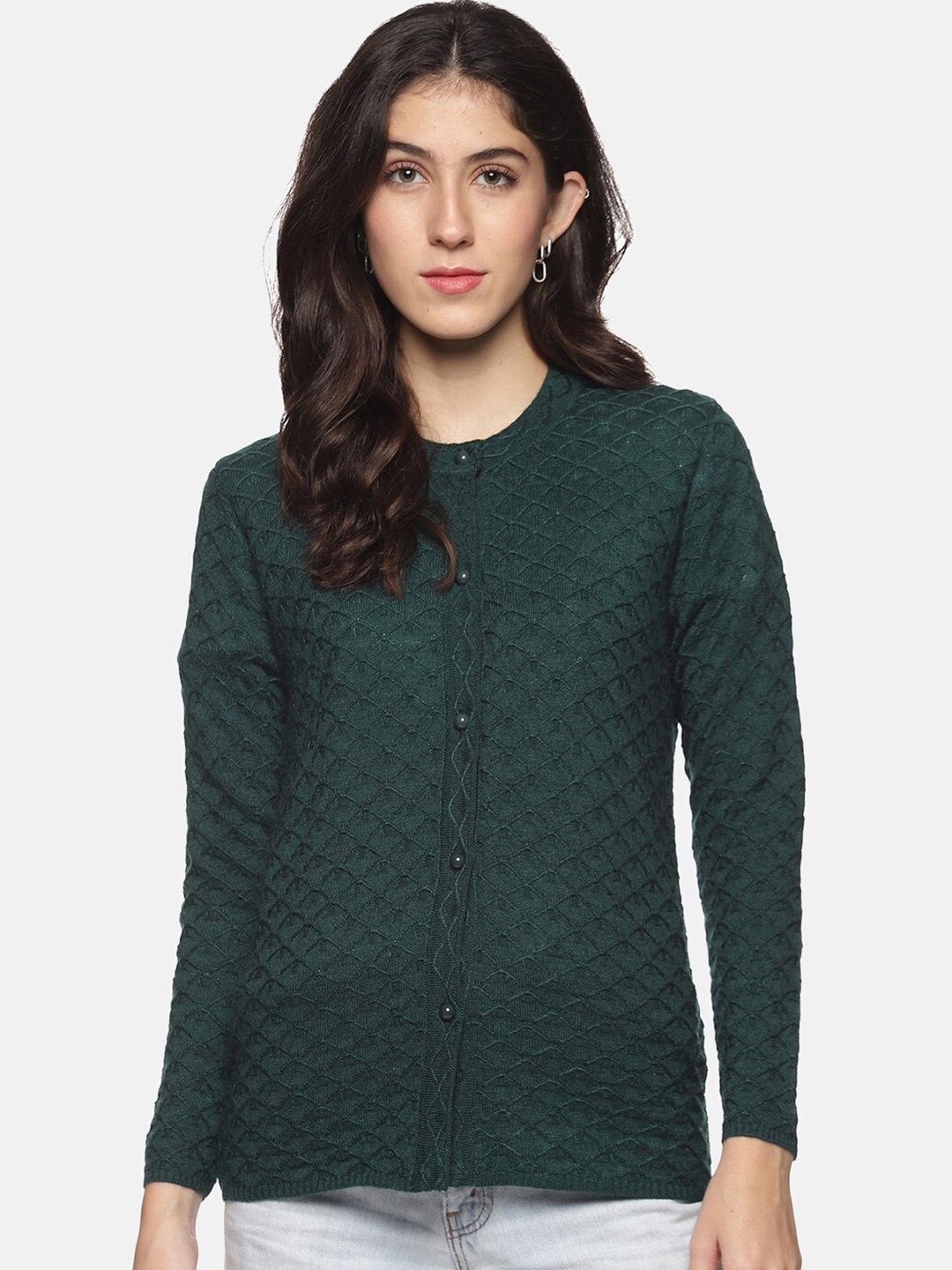 

CLAPTON Cable Knit Woollen Cardigan, Green