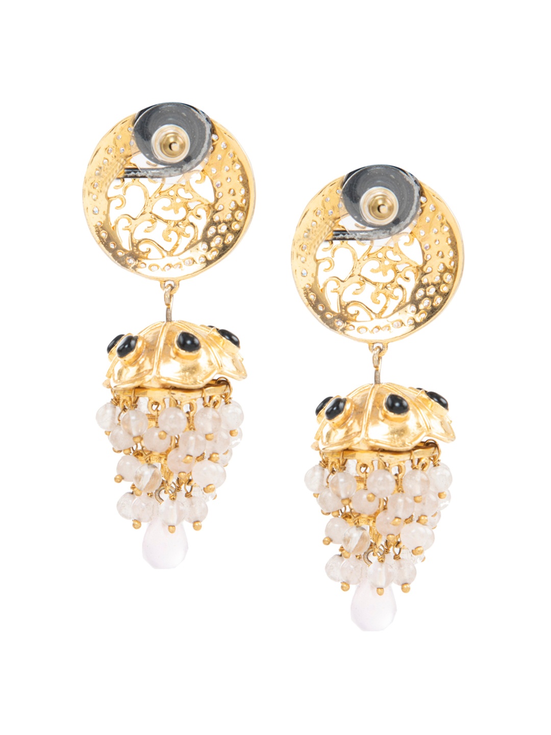 

AURAA TRENDS Gold Plated Kundan Studded Jhumkas