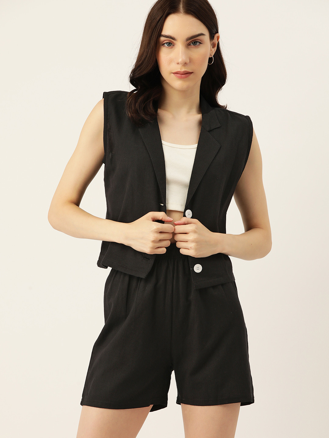 

DressBerry Solid Pure Cotton Co-Ords, Black