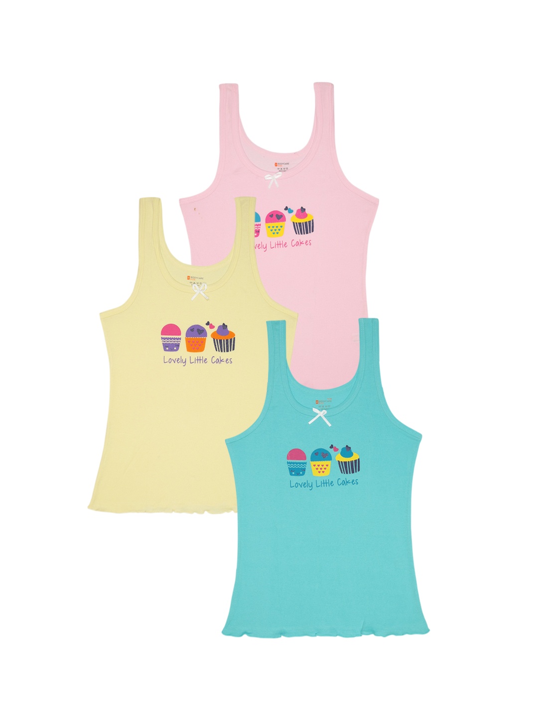 

Bodycare Girls Pack Of 3 Cotton Round Neck Sleeveless Camisoles, Pink