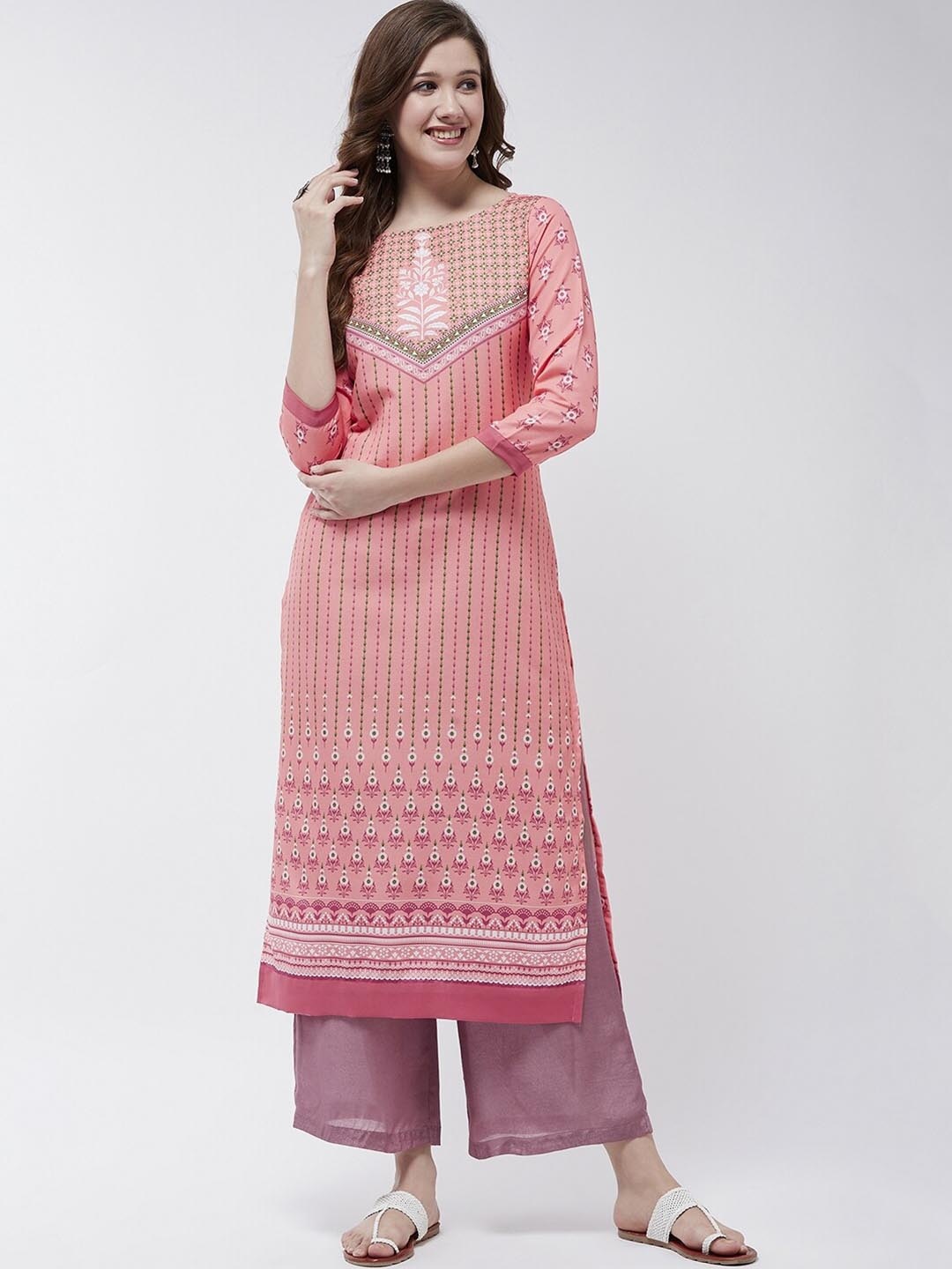 

Pannkh Geometric Printed Kurta, Pink