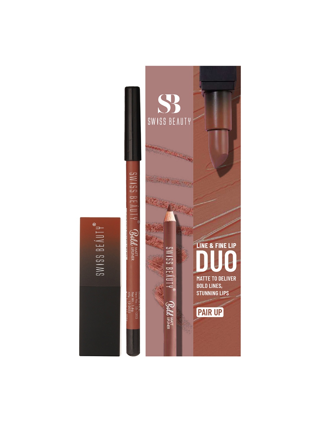 

SWISS BEAUTY Line & Fine Lip Duo Makeup Gift Set, Brown