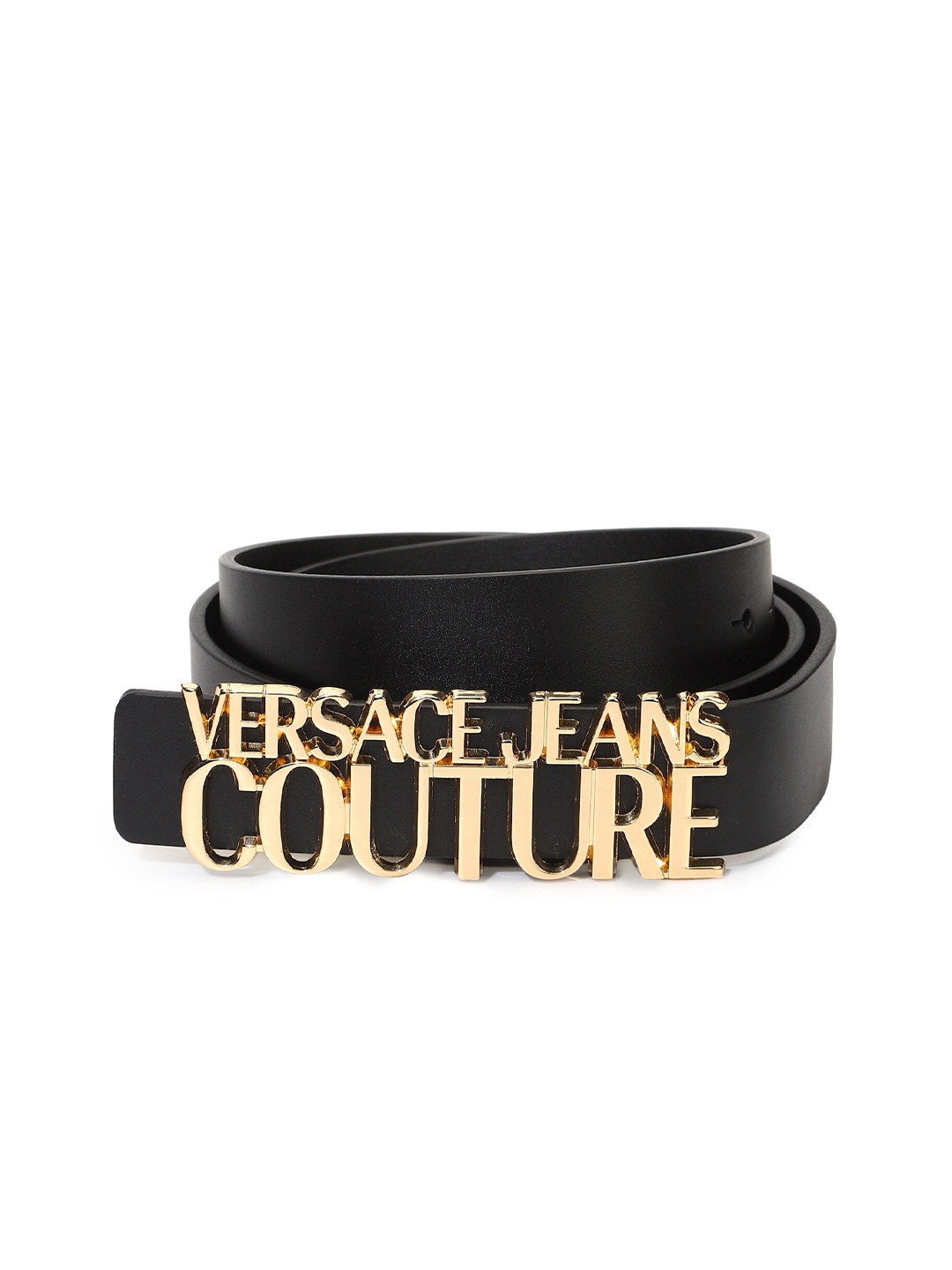 

Versace Jeans Couture Men Leather Wide Belt, Black