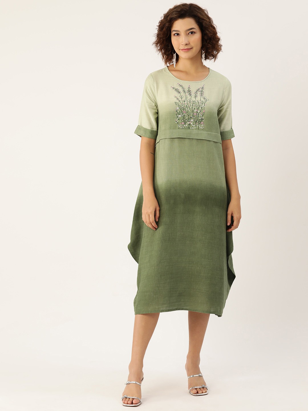 

MISRI Ombre A-Line Midi Dress, Green