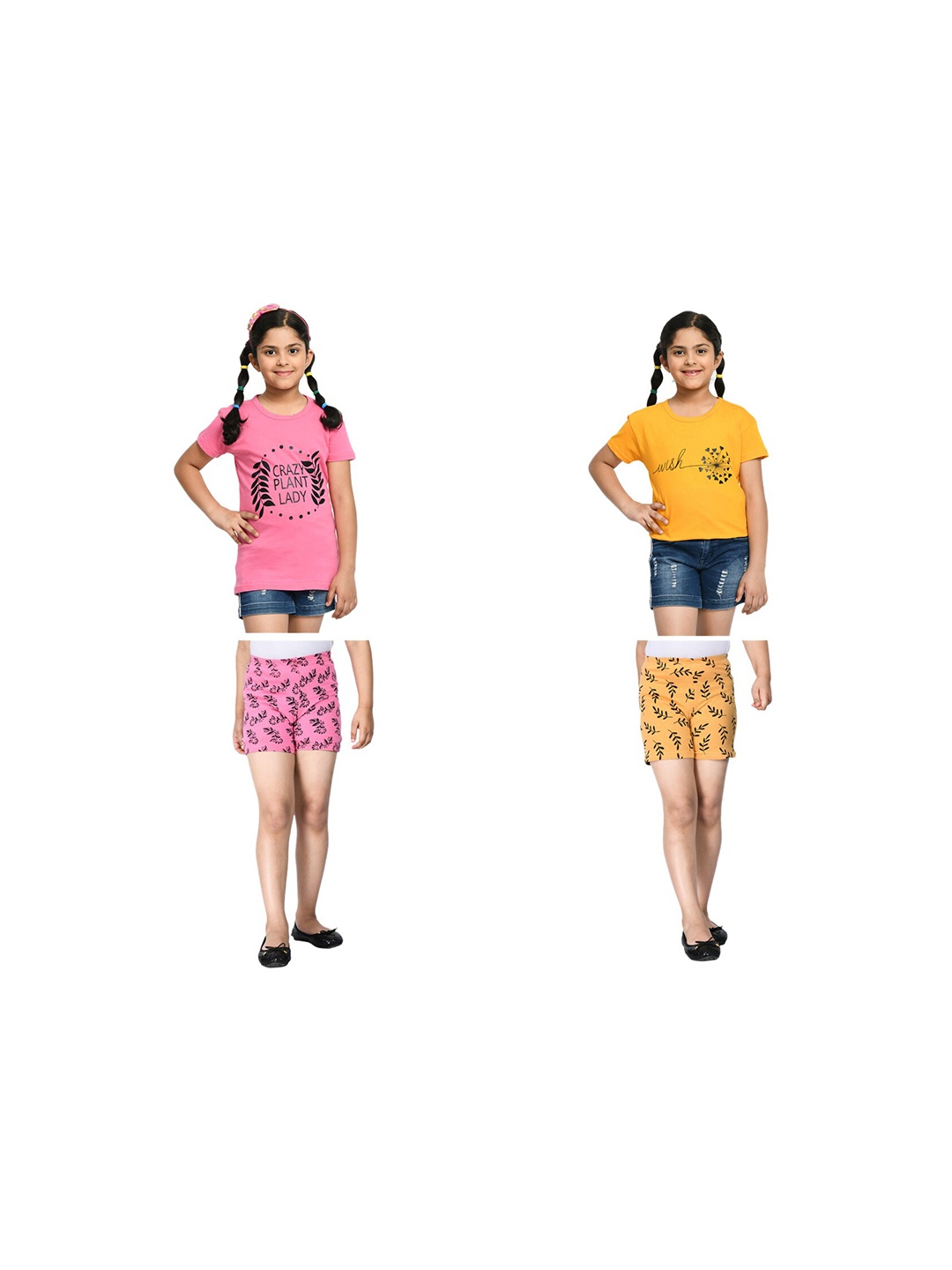 

BAESD Girls Pack Of 2 Printed T-Shirt With Shorts, Pink