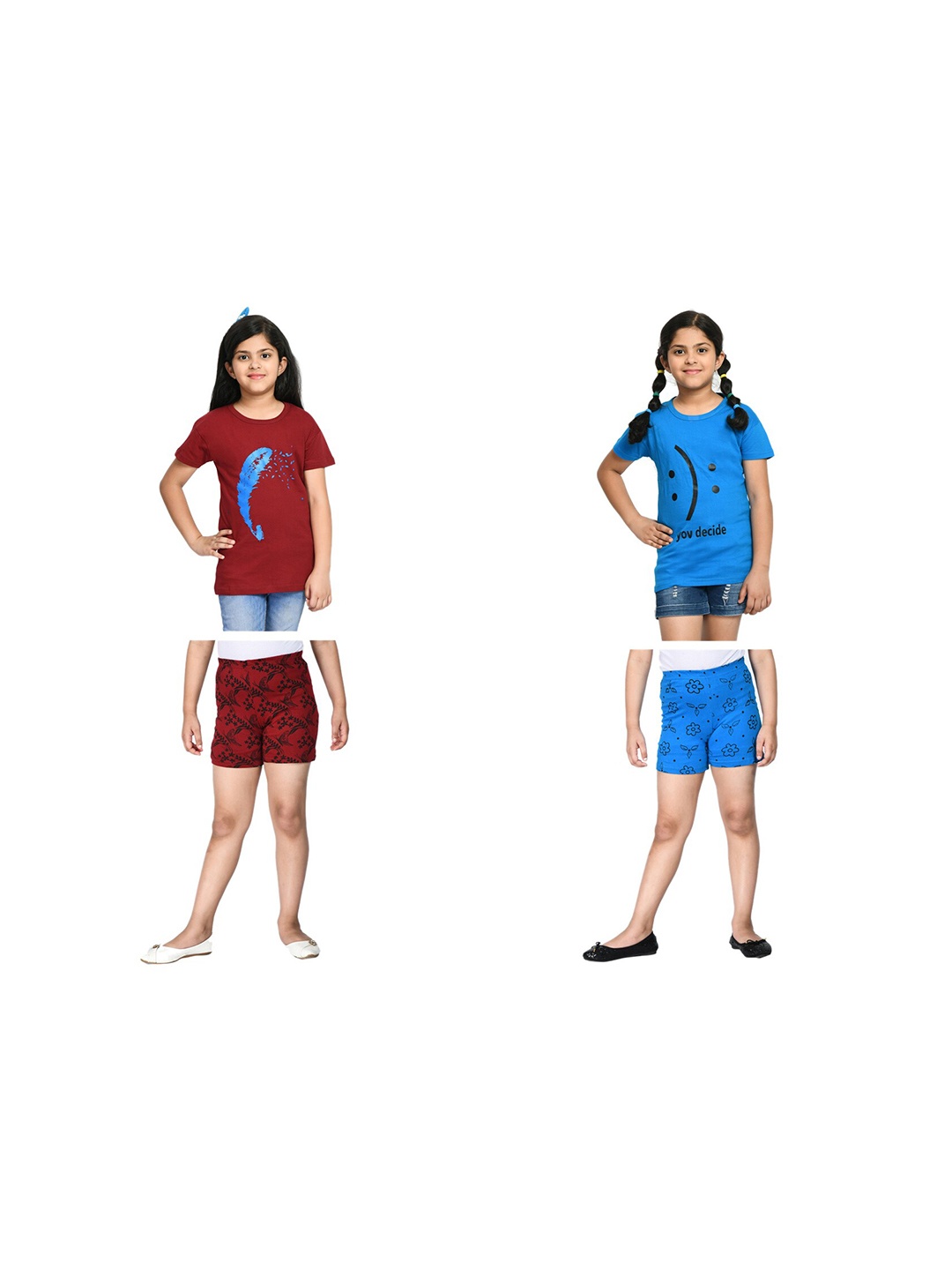 

BAESD Girls Pack Of 2 Printed T-shirt with Shorts, Black