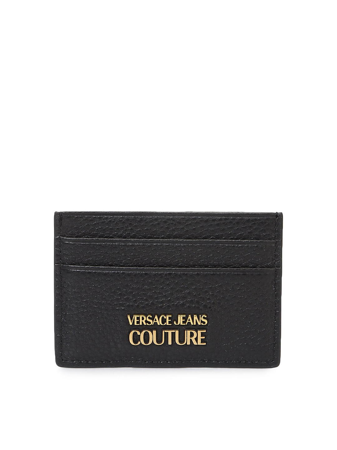 

Versace Jeans Couture Men Black & Gold-Toned Leather Card Holder
