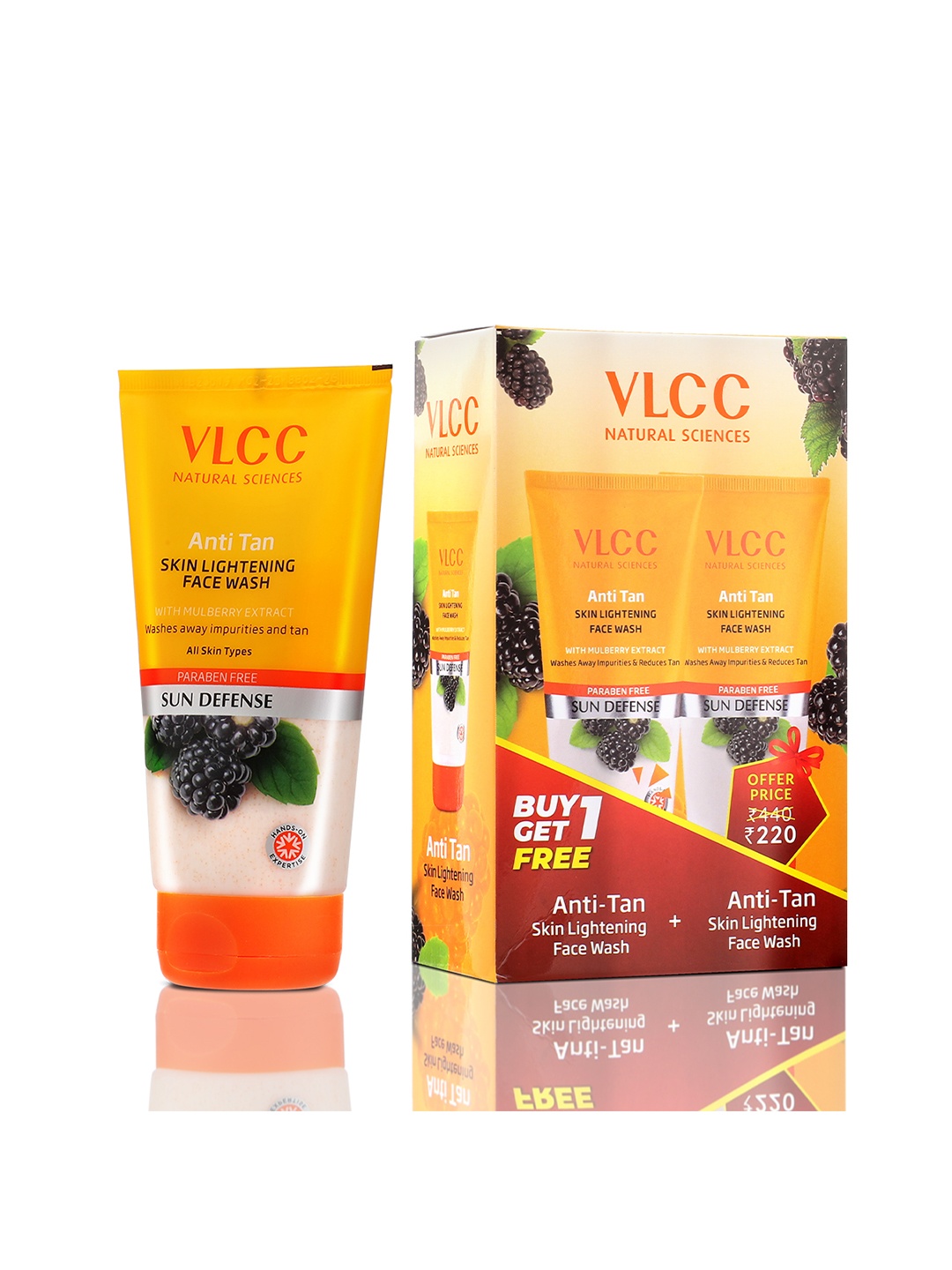 

VLCC Anti Tan Skin Lightening Face Wash - Buy One Get One - 150 g Each, Yellow