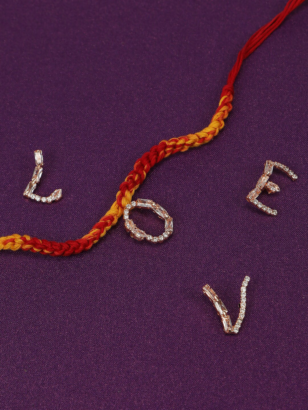 

AccessHer Unisex Stone-Studded M Charm Detail Rakhi, Rose gold