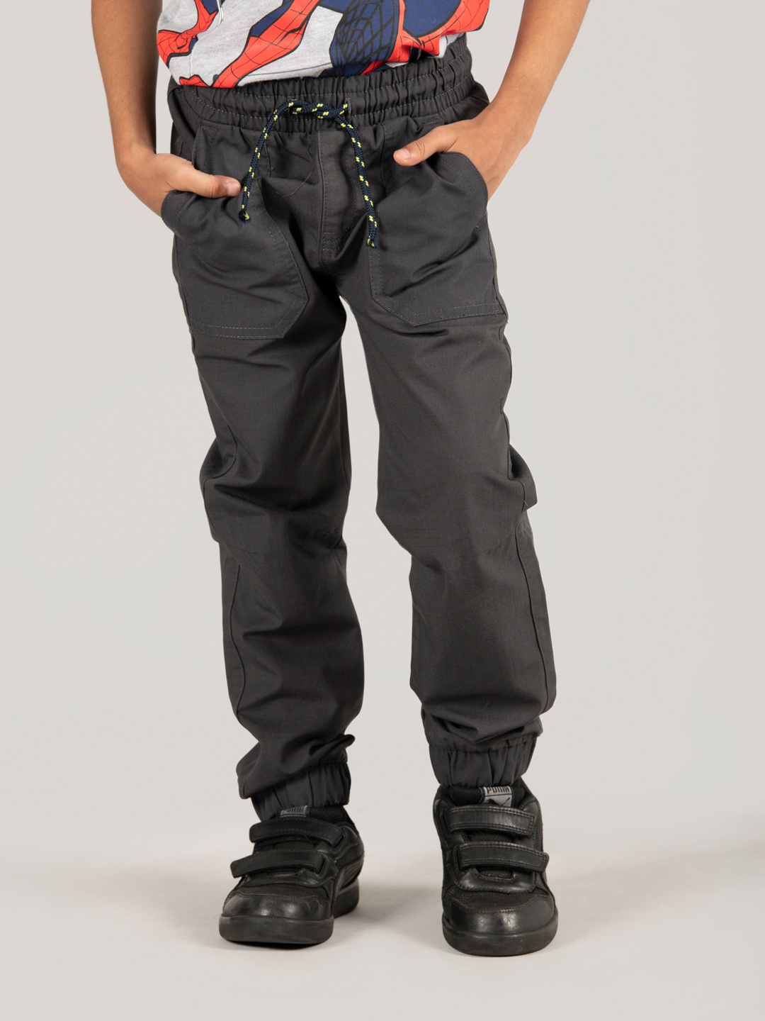 

Zalio Boys Mid-Rise Cotton Joggers, Charcoal