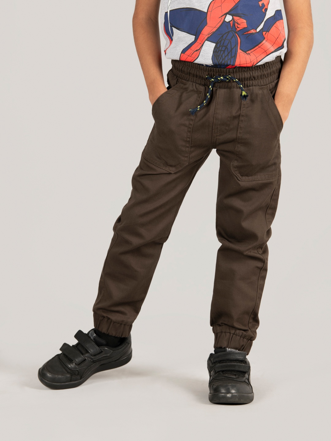 

Zalio Boys Mid-Rise Cotton Joggers, Brown