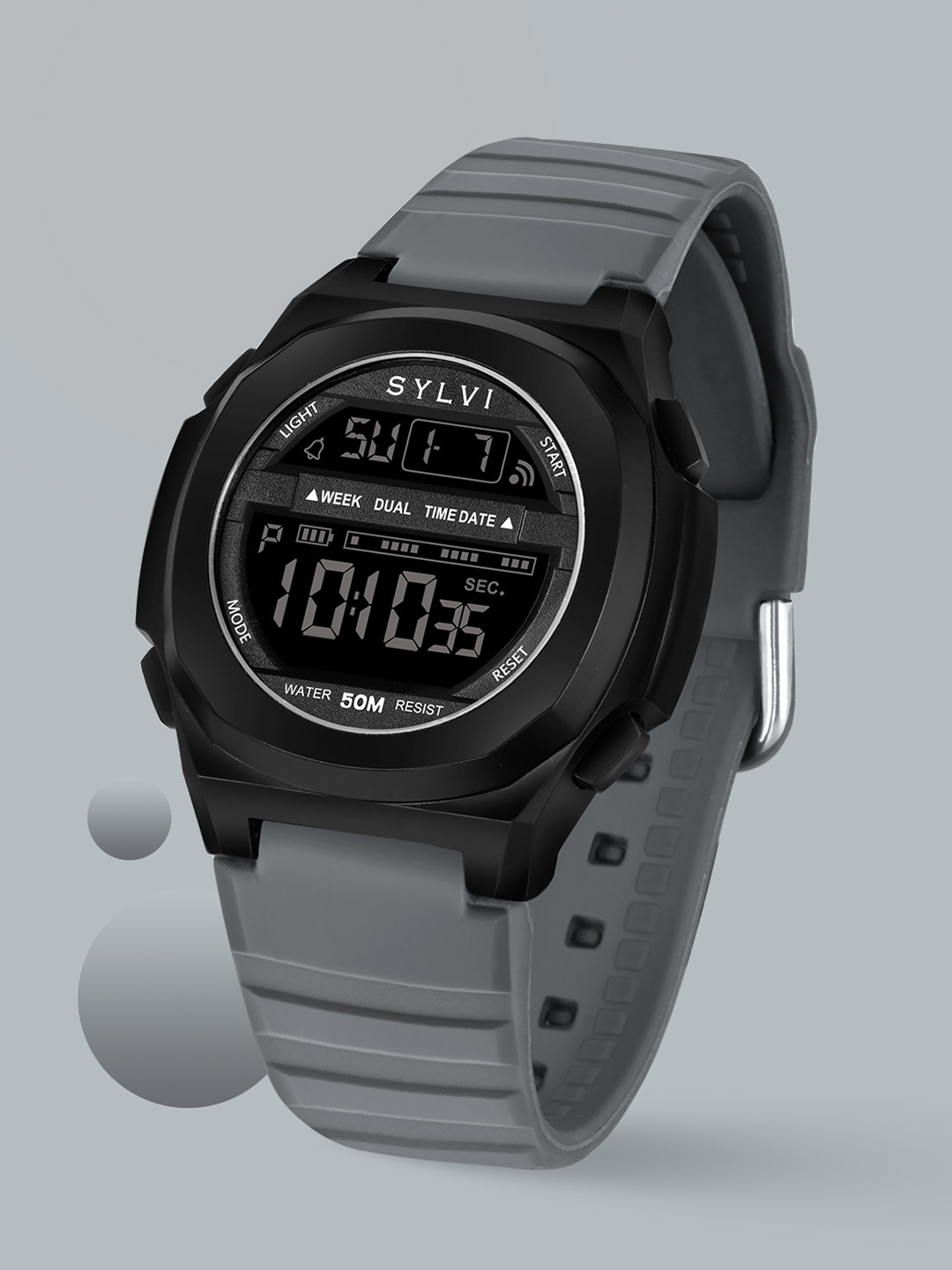 

Sylvi Unisex Wrap Around Straps Digital Watch 9117-Black-Grey