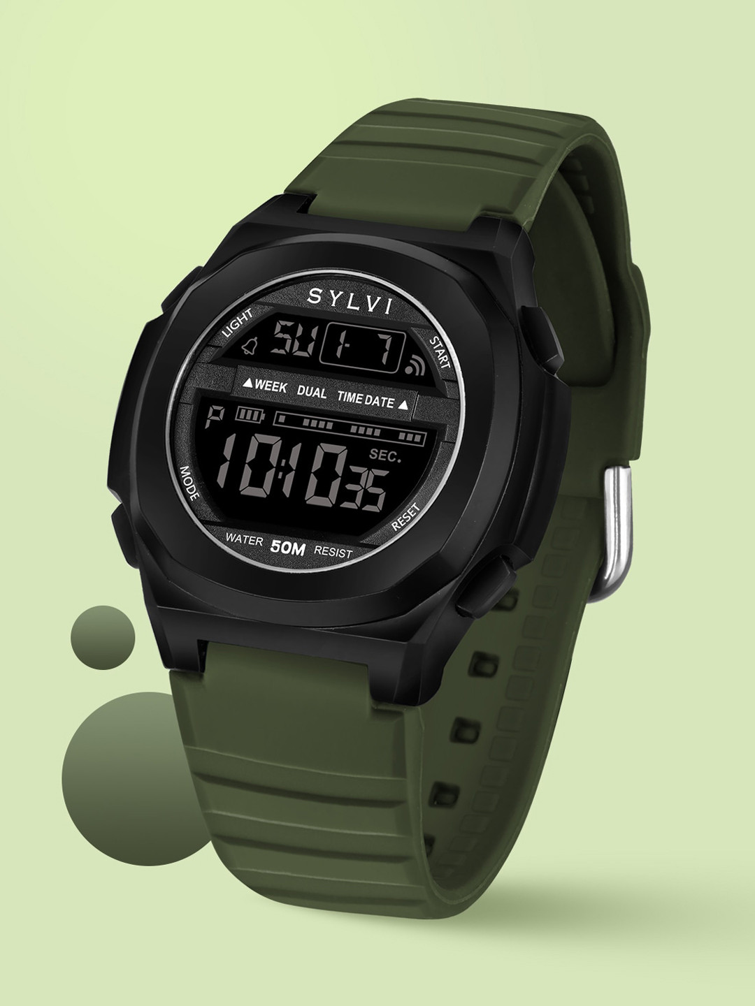 

Sylvi Unisex Black Patterned Dial & Black Wrap Around Straps Digital Watch 9117-Black-Green