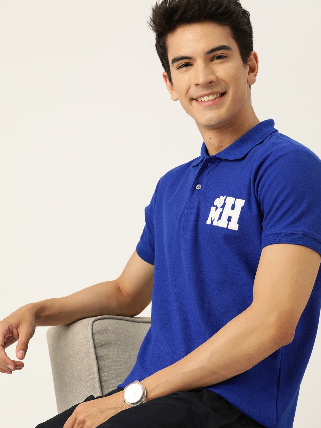 

Mast & Harbour Polo Collar Applique T-shirt, Blue