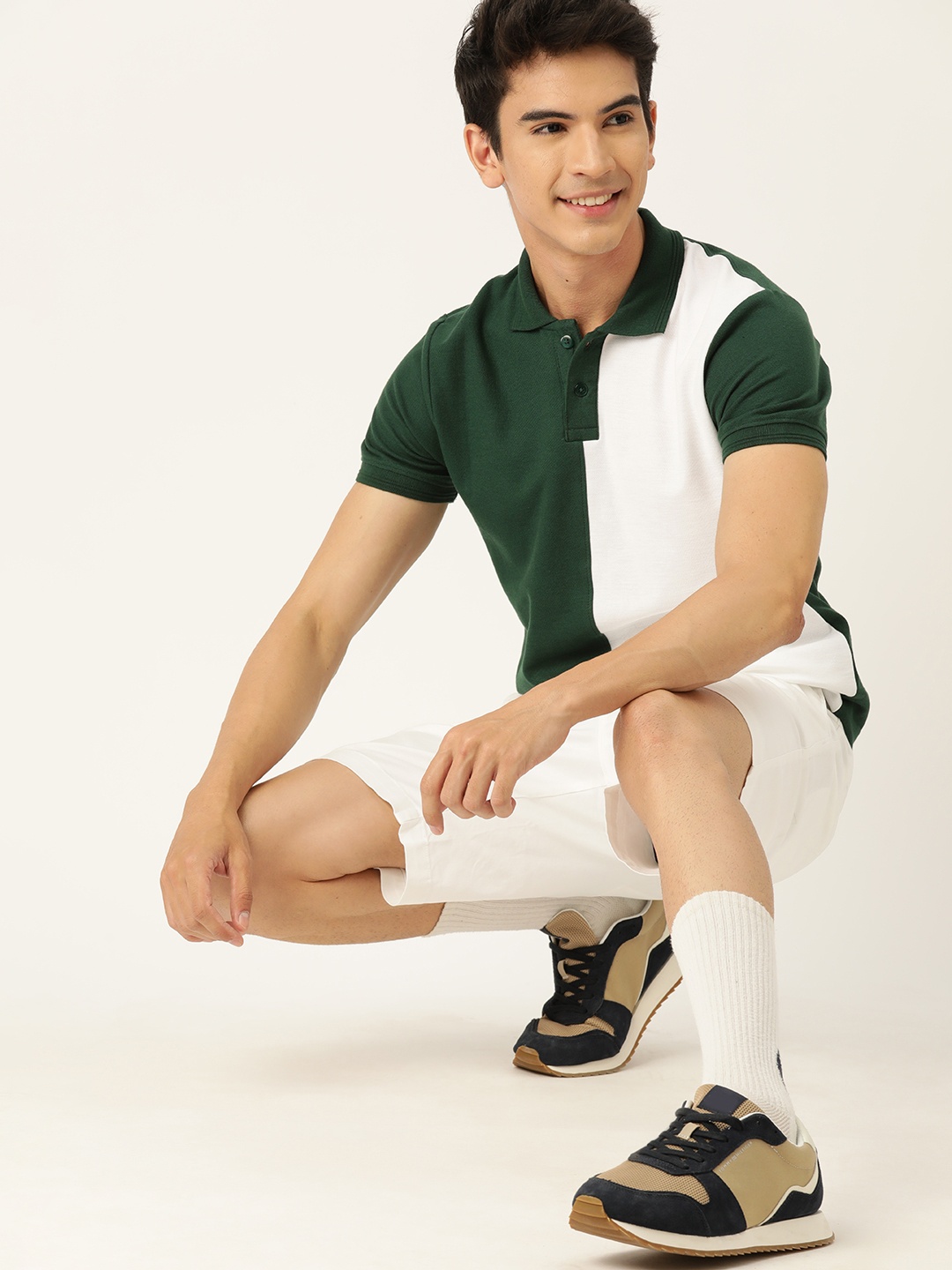 

Mast & Harbour Colourblocked Polo Collar T-shirt, Green