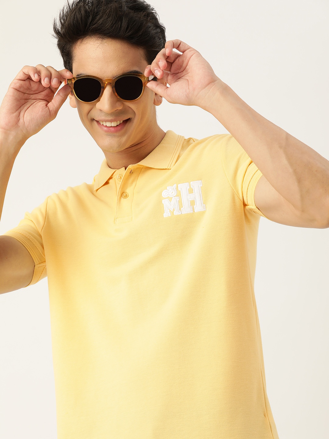 

Mast & Harbour Polo Collar Applique T-shirt, Yellow