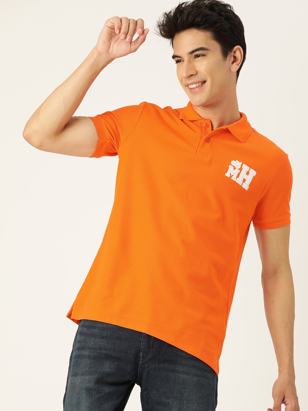 

Mast & Harbour Polo Collar Applique T-shirt, Orange