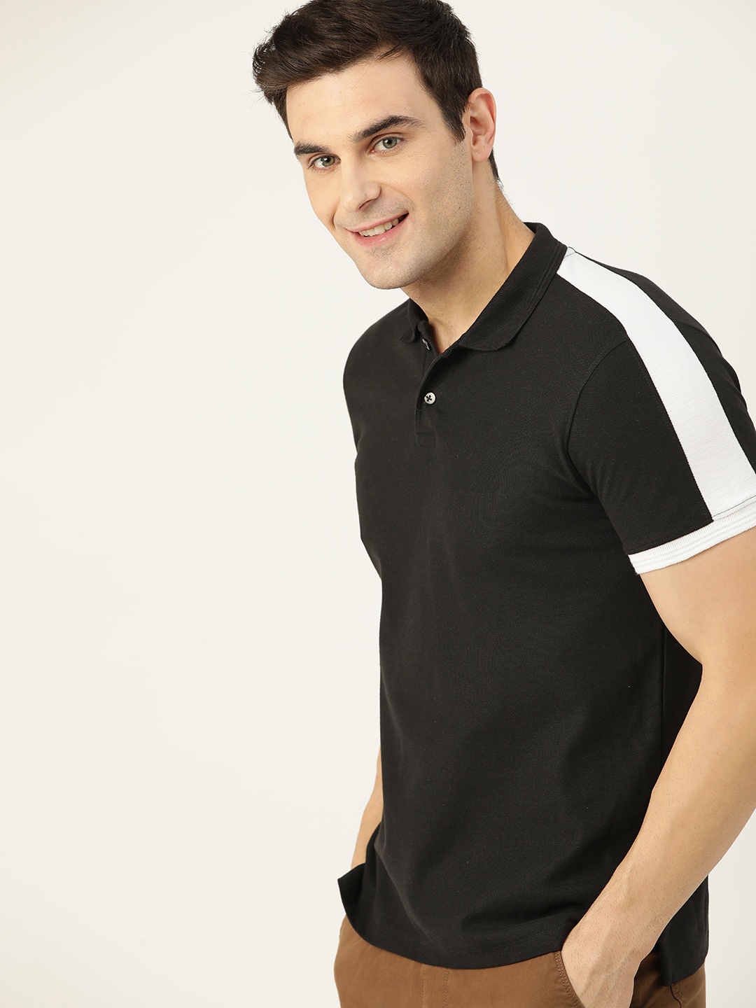 

Mast & Harbour Men Solid Polo Collar T-shirt, Black