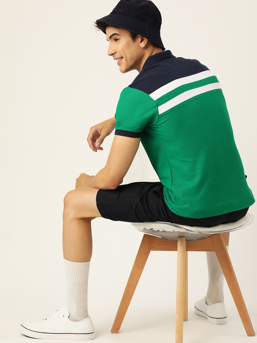 

Mast & Harbour Striped Polo Collar T-shirt, Green