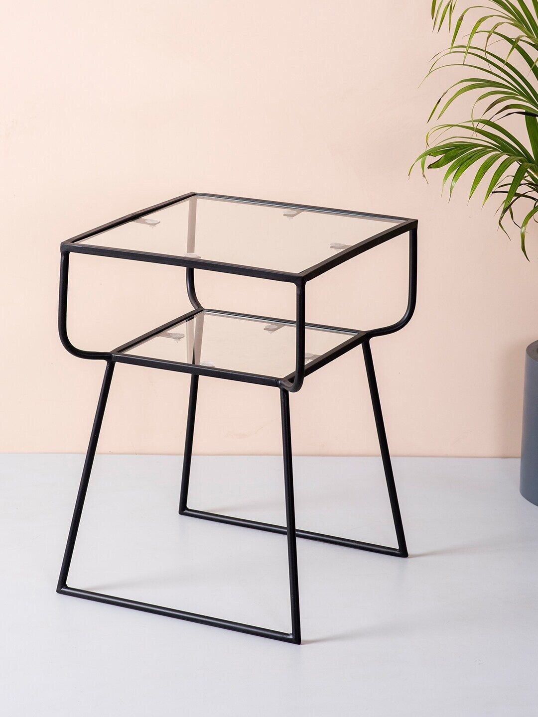 

nestroots Black Square Designed Legs Ottoman