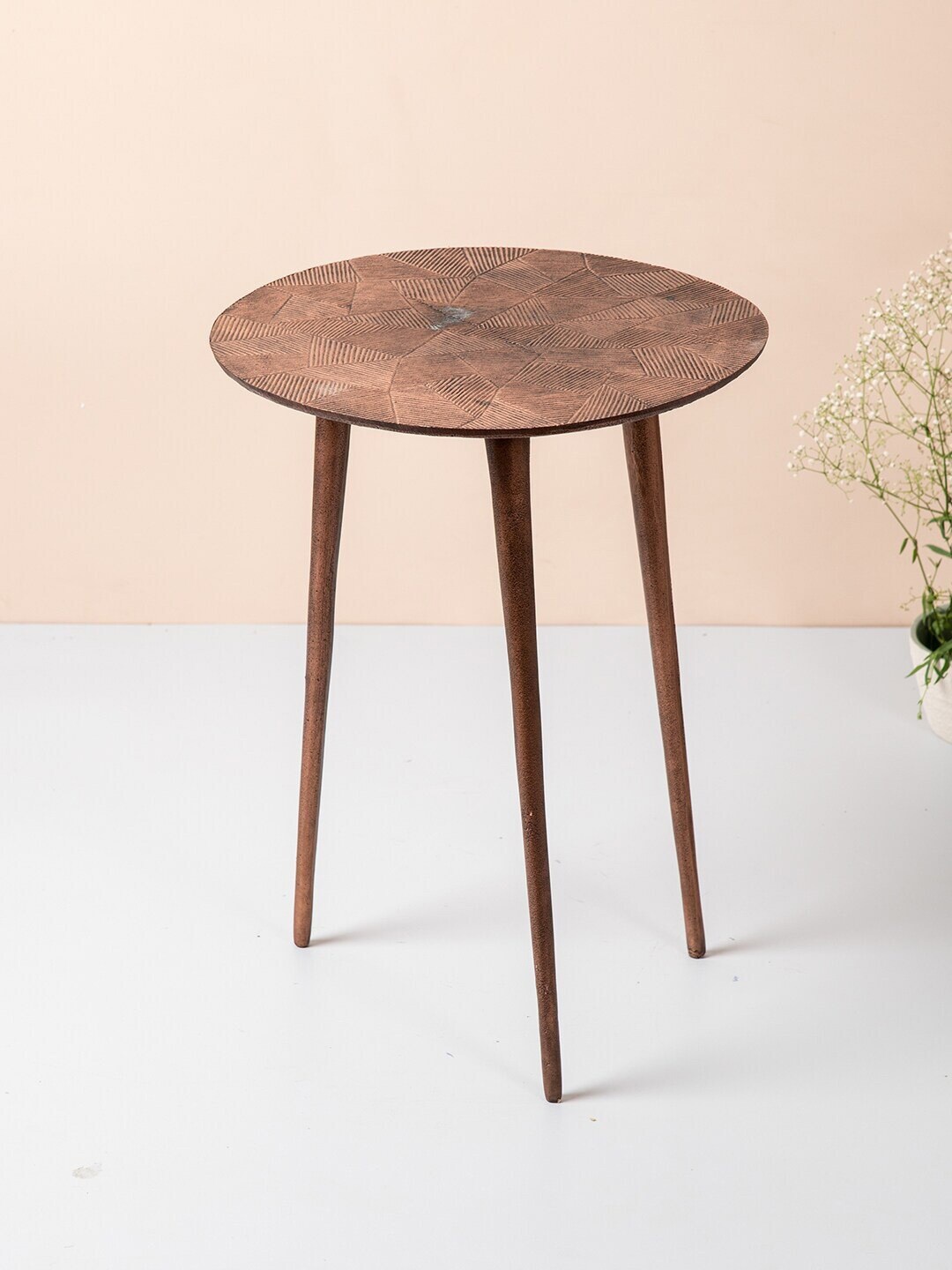 

nestroots Copper Toned Textured Aluminium Round Ottoman