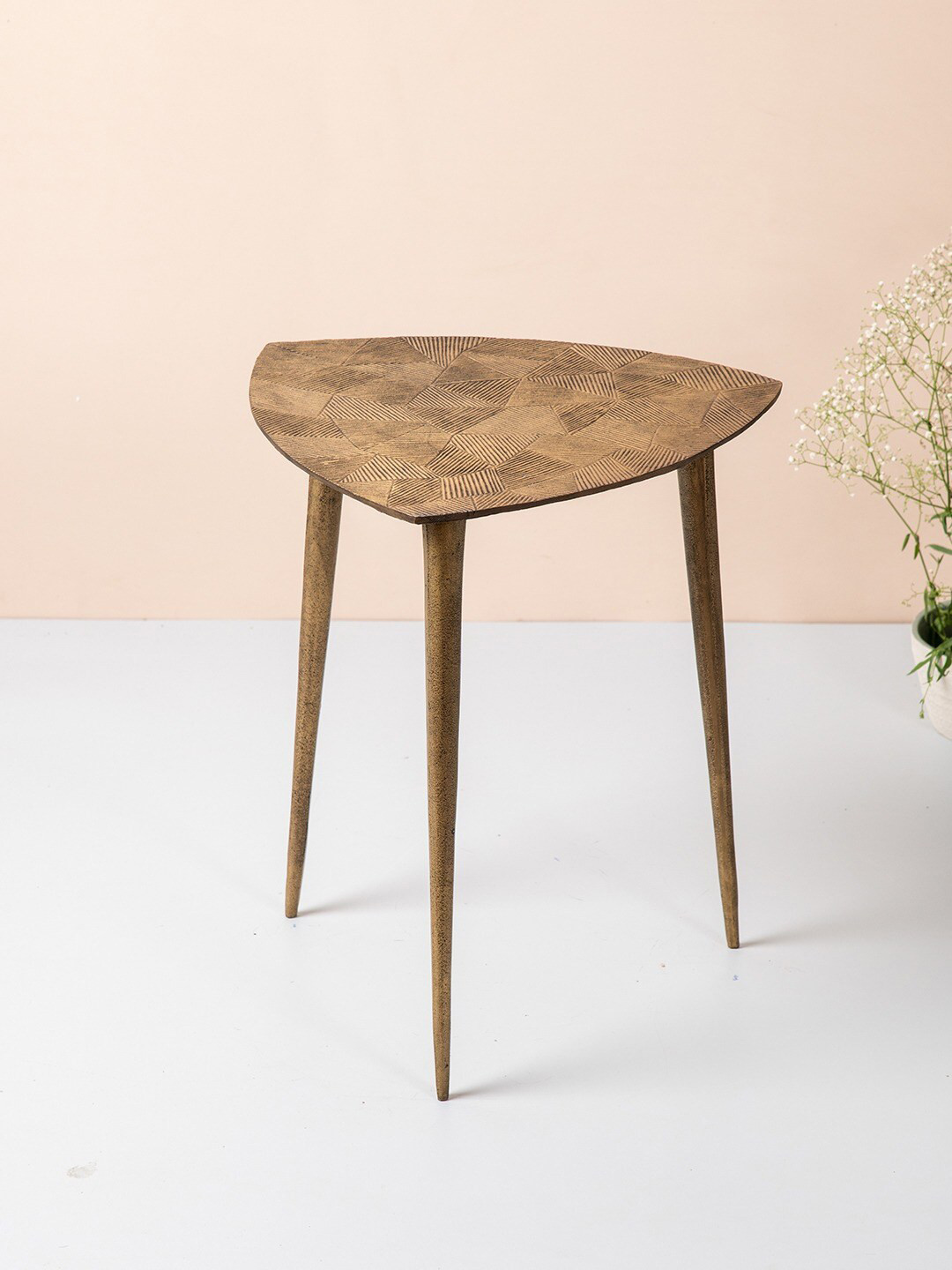 

nestroots Brown Textured Wooden Ottoman, Copper