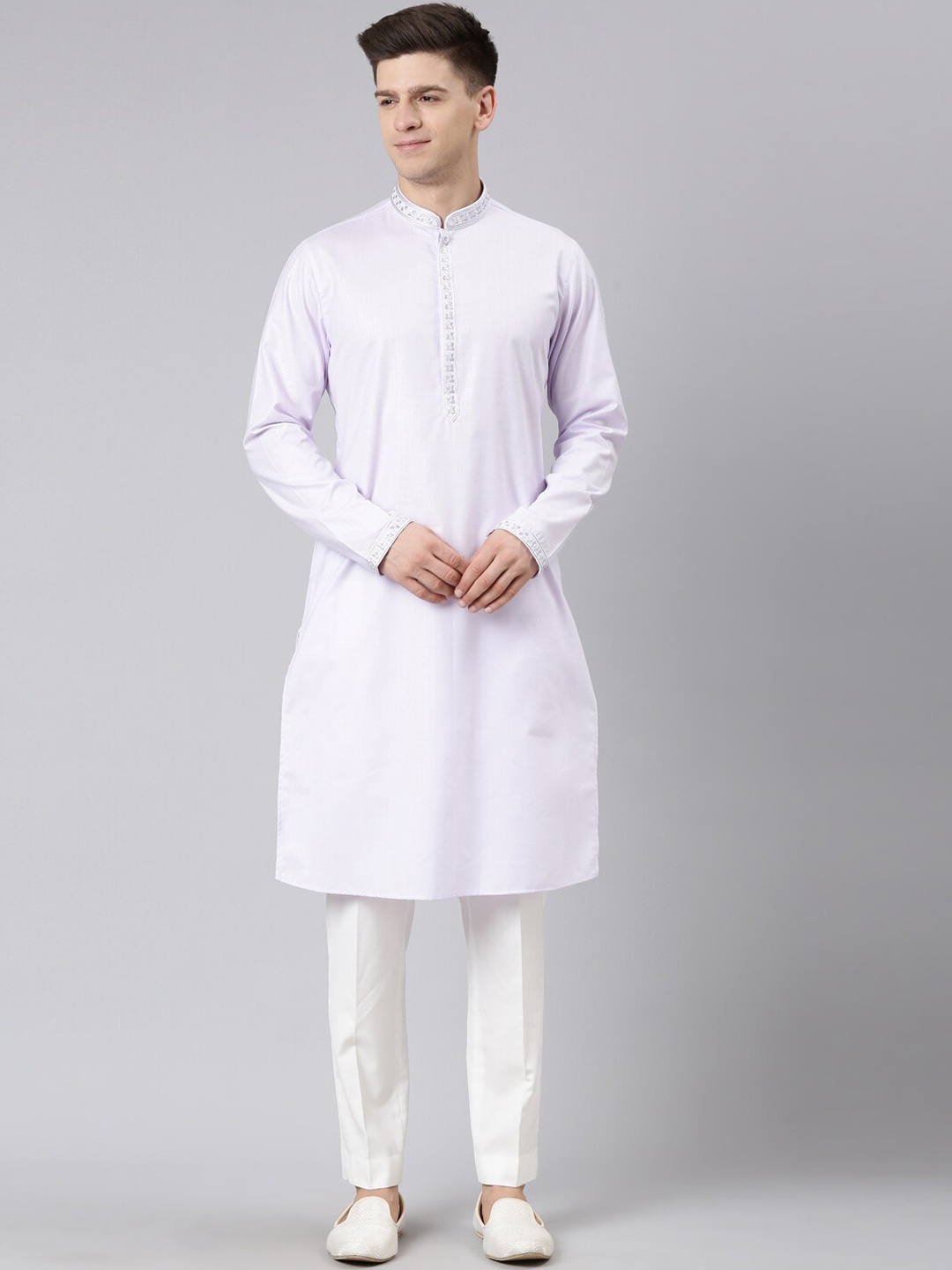 

TheEthnic Co Regular Pure Cotton Kurta with Pyjamas, Lavender