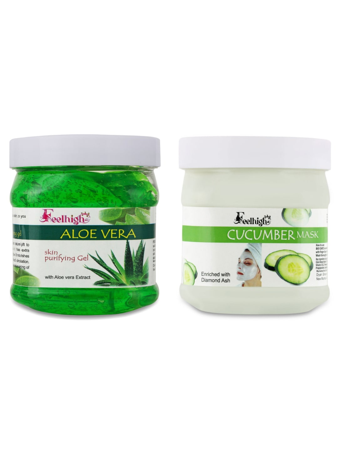 

FEELHIGH Aloe Vera Gel And Cucumber Mask- 500gm Each, Multi