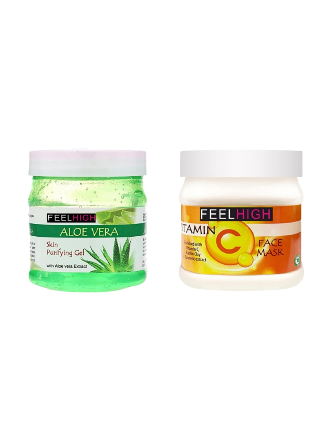 

FEELHIGH Aloe Vera Gel 500gm & Vitamin C Mask 500gm, Multi