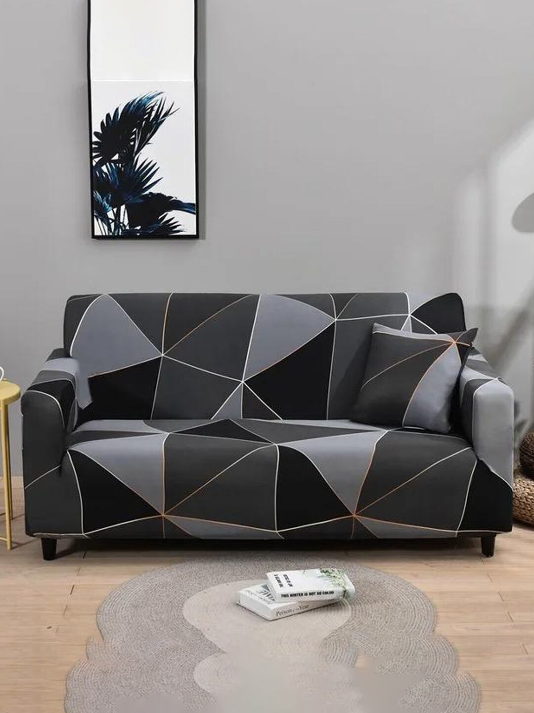 

YouBella Grey & Black Printed 4-Seater Sofa Cover