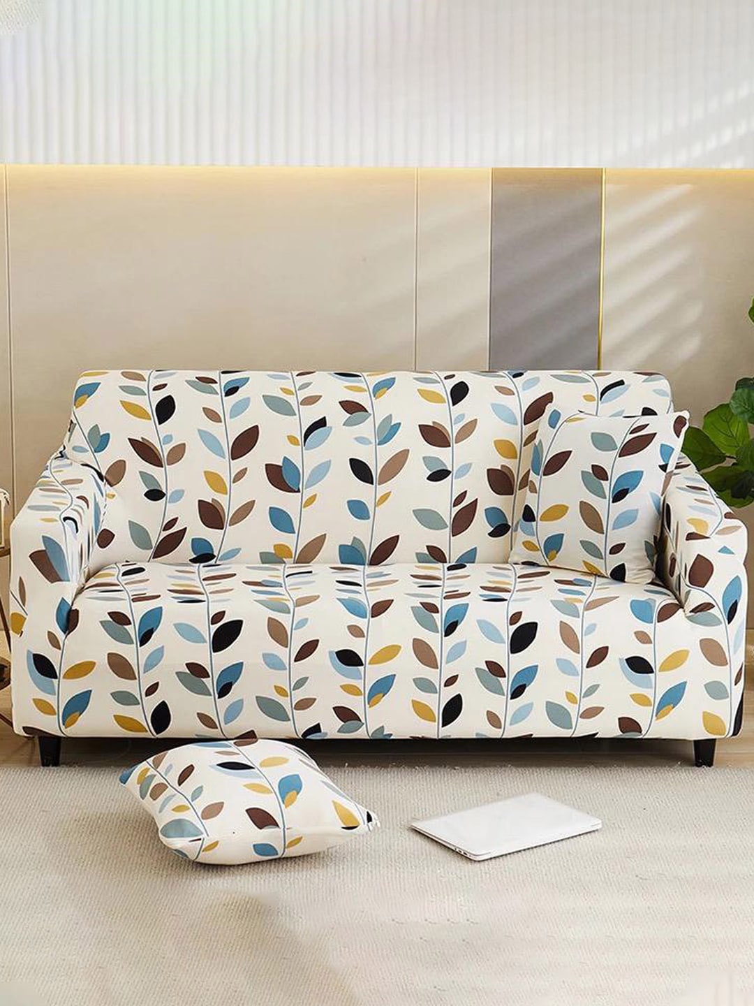 

YouBella Crream Printed 2-Seater Sofa Cover, Cream