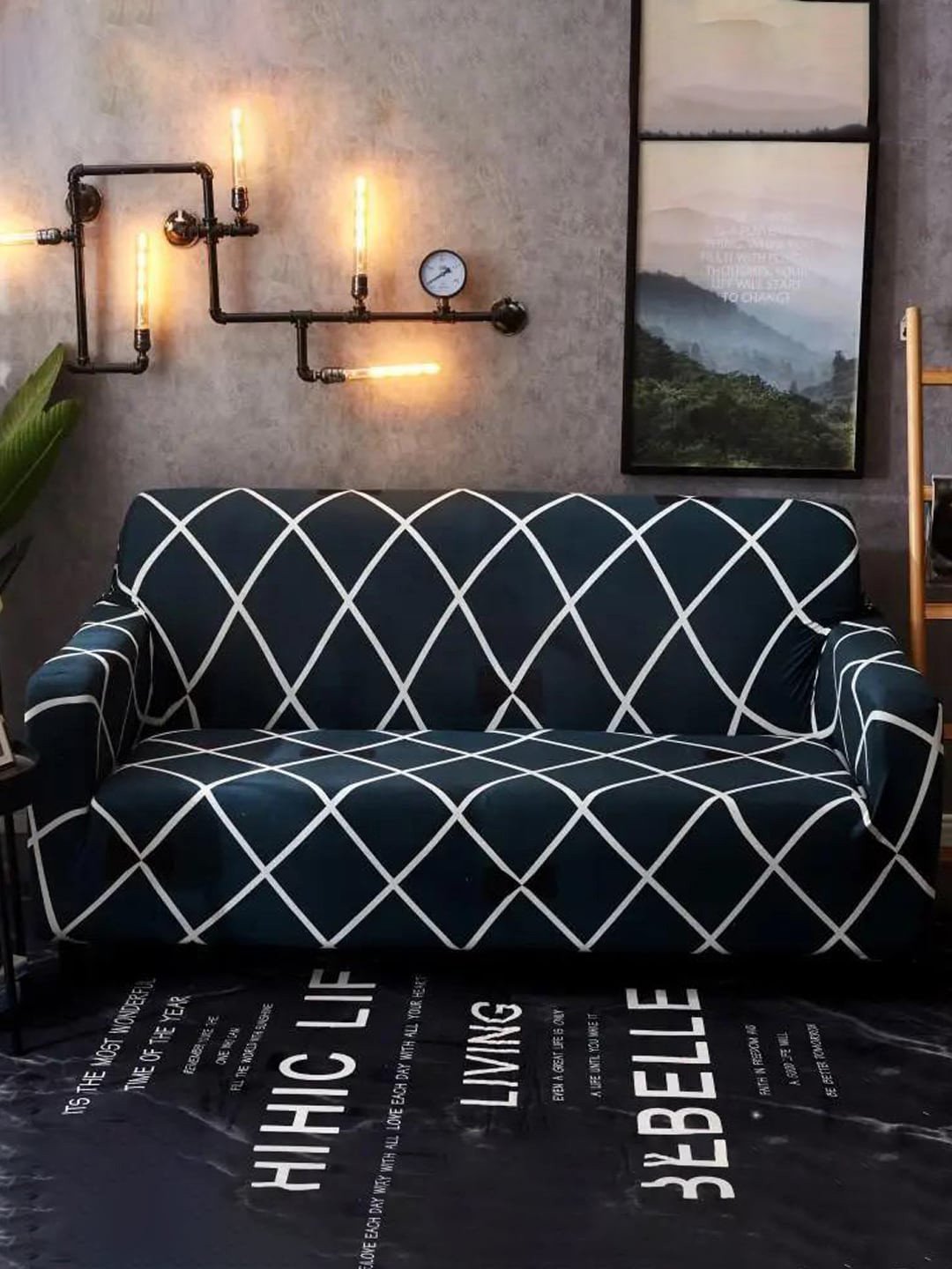 

YouBella Blue & White Printed 4-Seater Sofa Cover