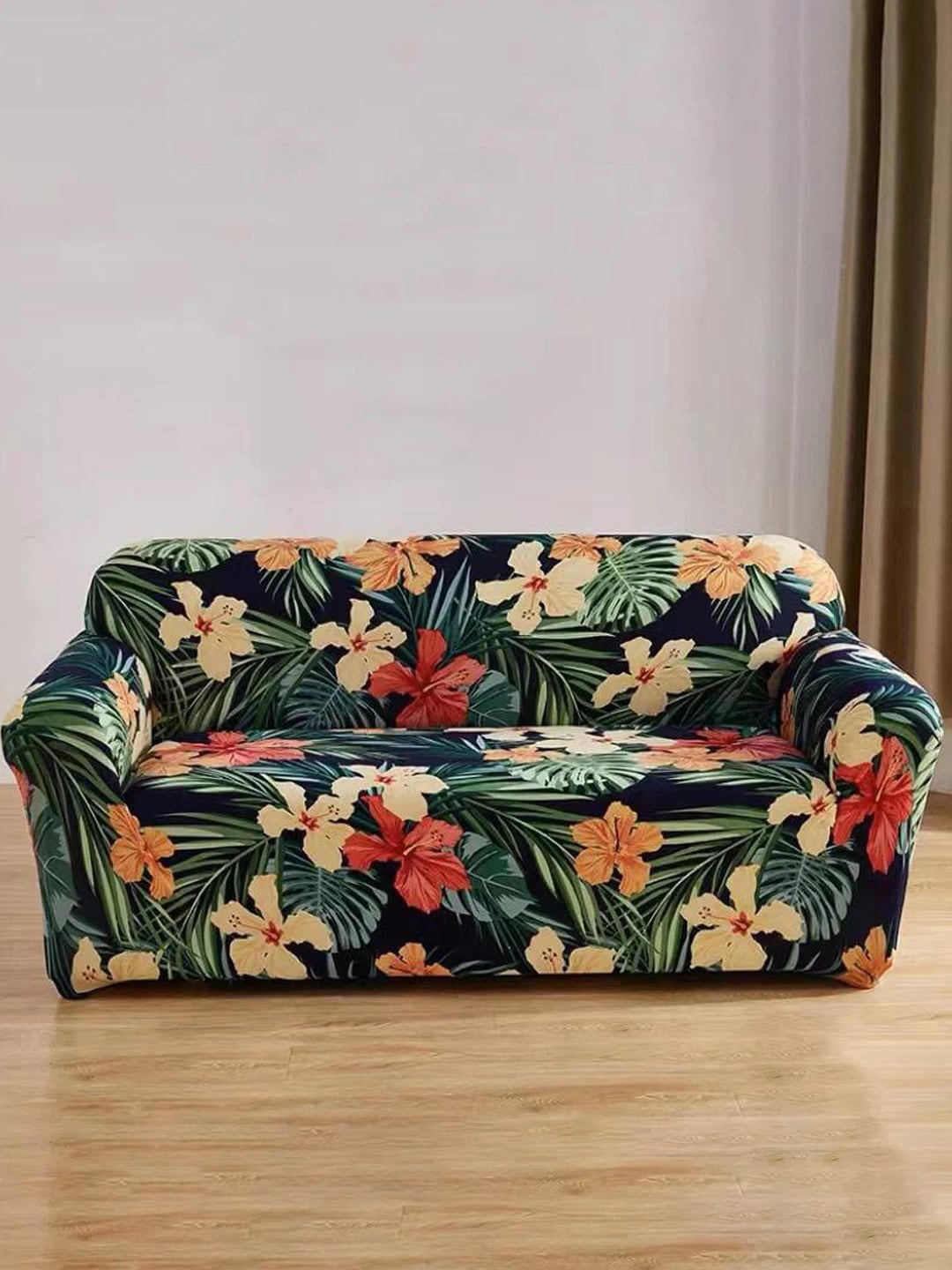 

YouBella Green & Yellow Tropical Printed 3-Seater Sofa Cover