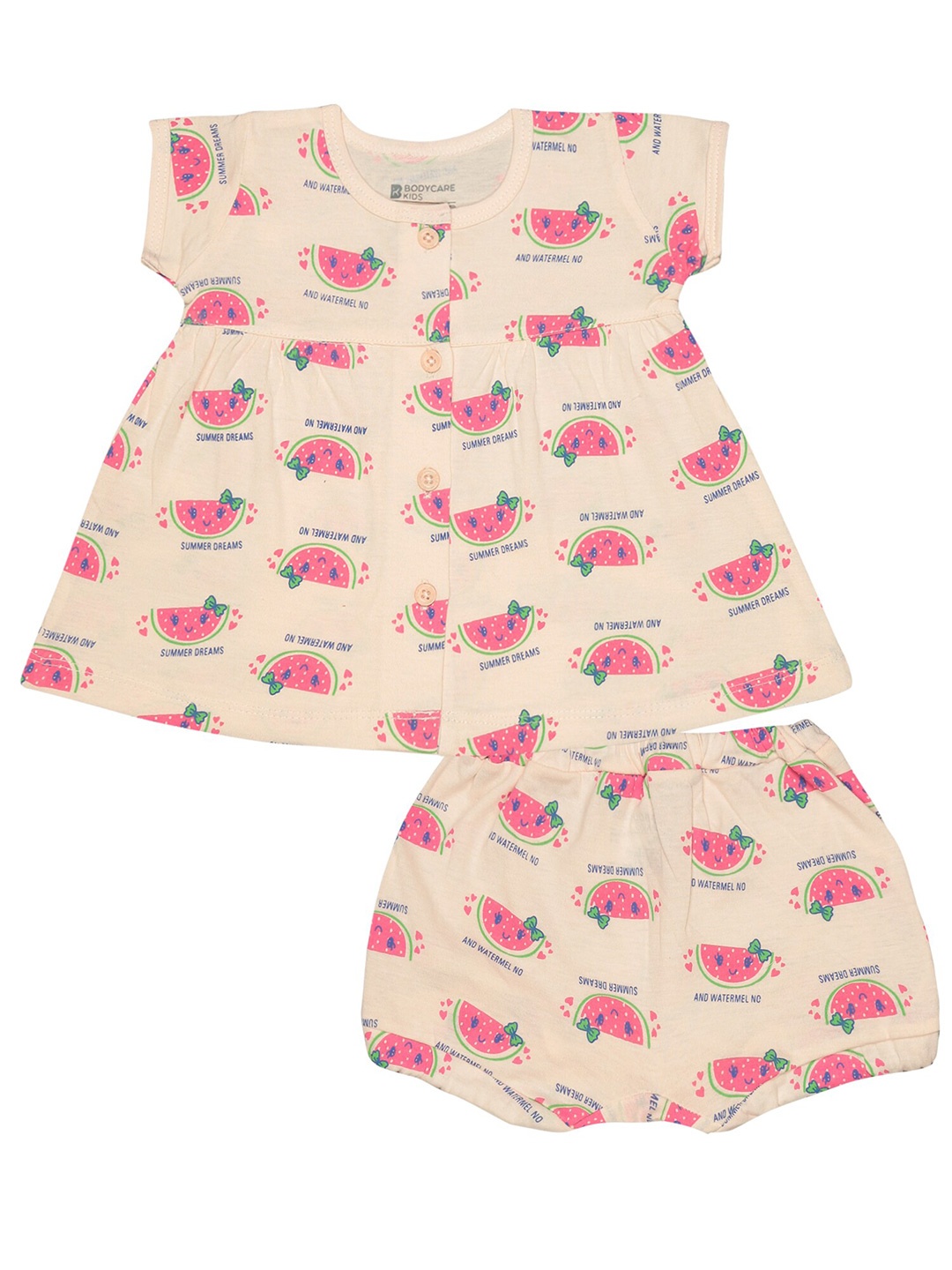 

Bodycare Kids Infant Girls Printed Top With Shorts, Peach