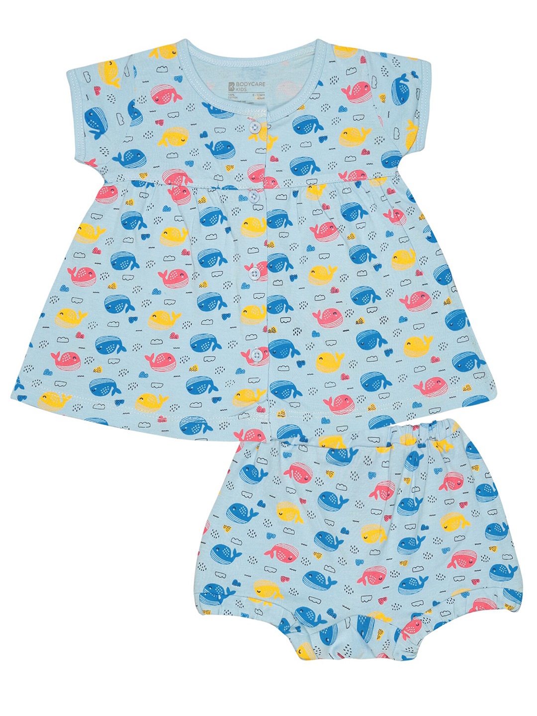 

Bodycare Kids Infant Girls Printed Top With Shorts, Blue