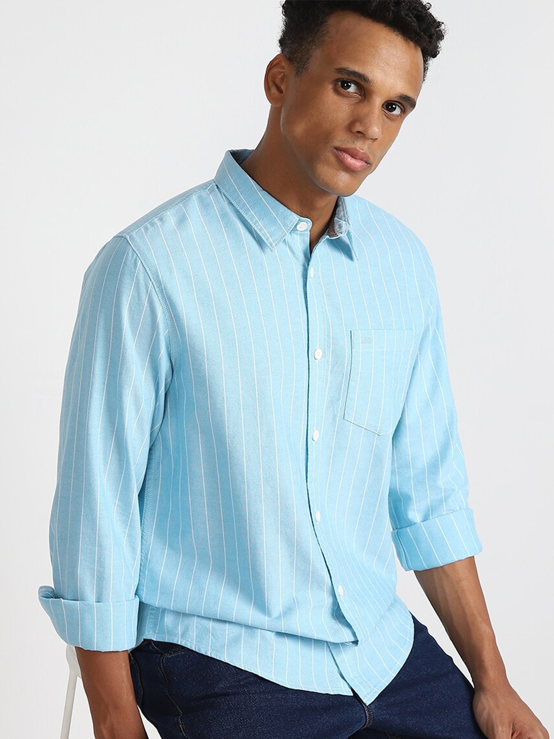 

Lee Spread Collar Cotton Casual Shirt, Blue