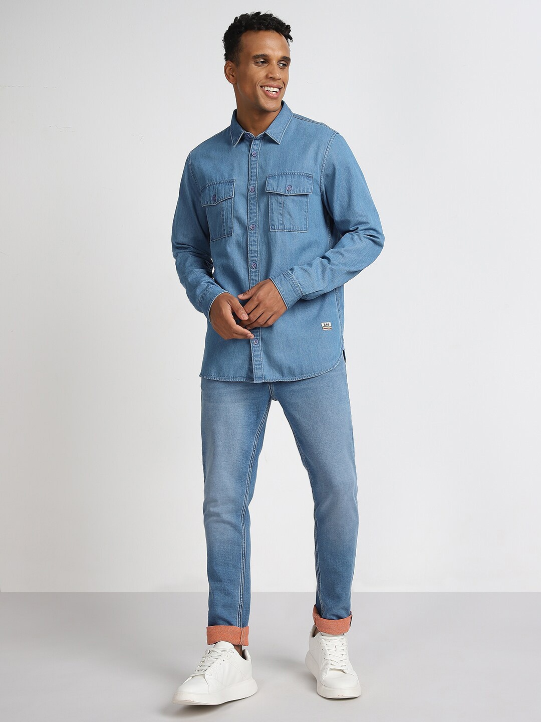 

Lee Spread Collar Cotton Casual Shirt, Blue