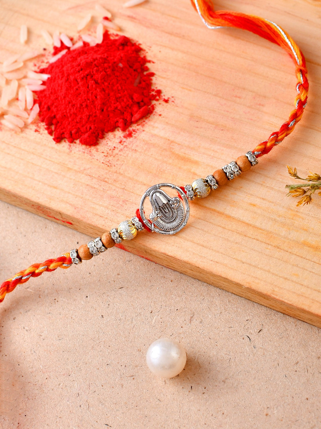 

Aapno Rajasthan 925 Sterling Silver Beaded Rakhi