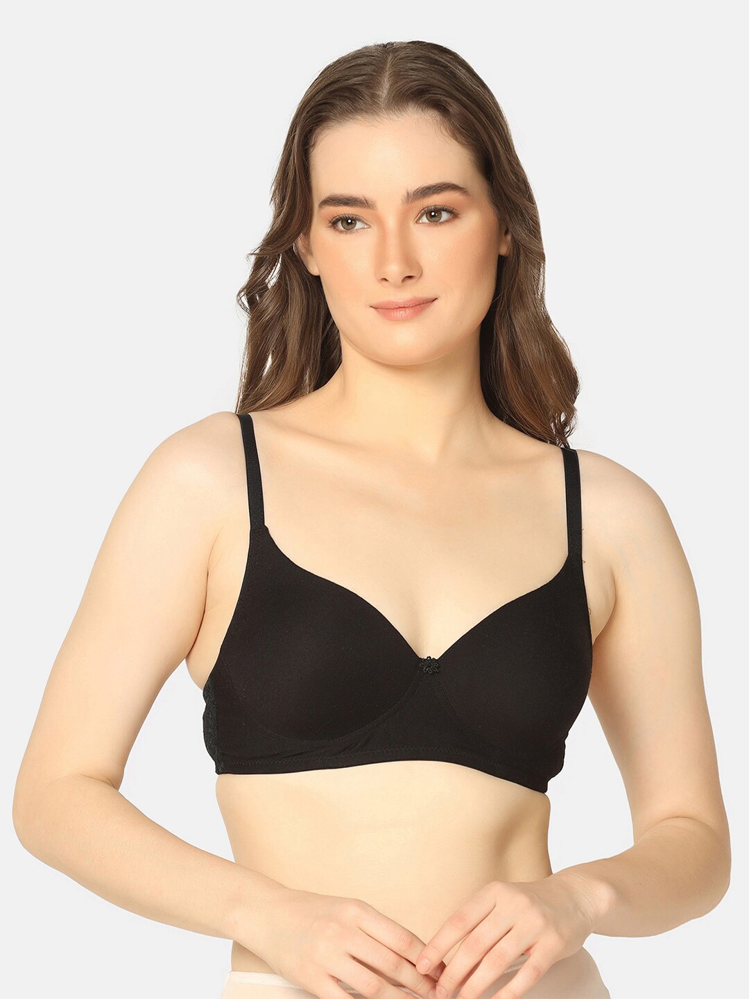 

Da Intimo Black Full Coverage Lightly Padded Cotton Everyday Bra All Day Comfort