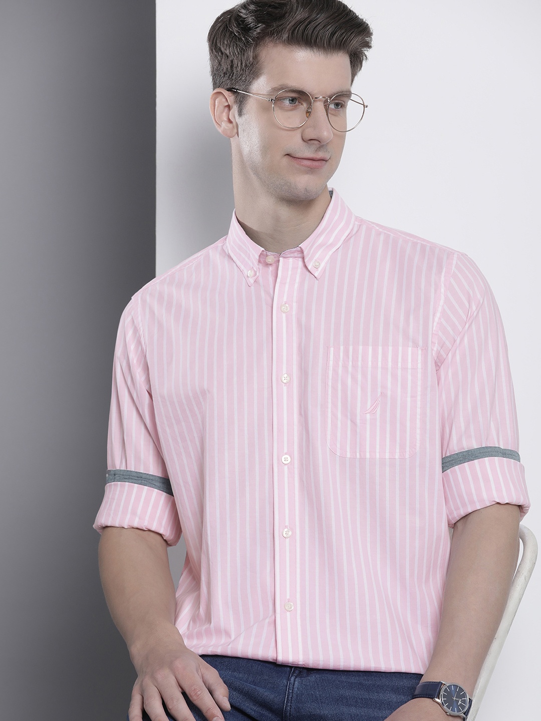 

Nautica Classic Fit Striped Casual Shirt, Pink