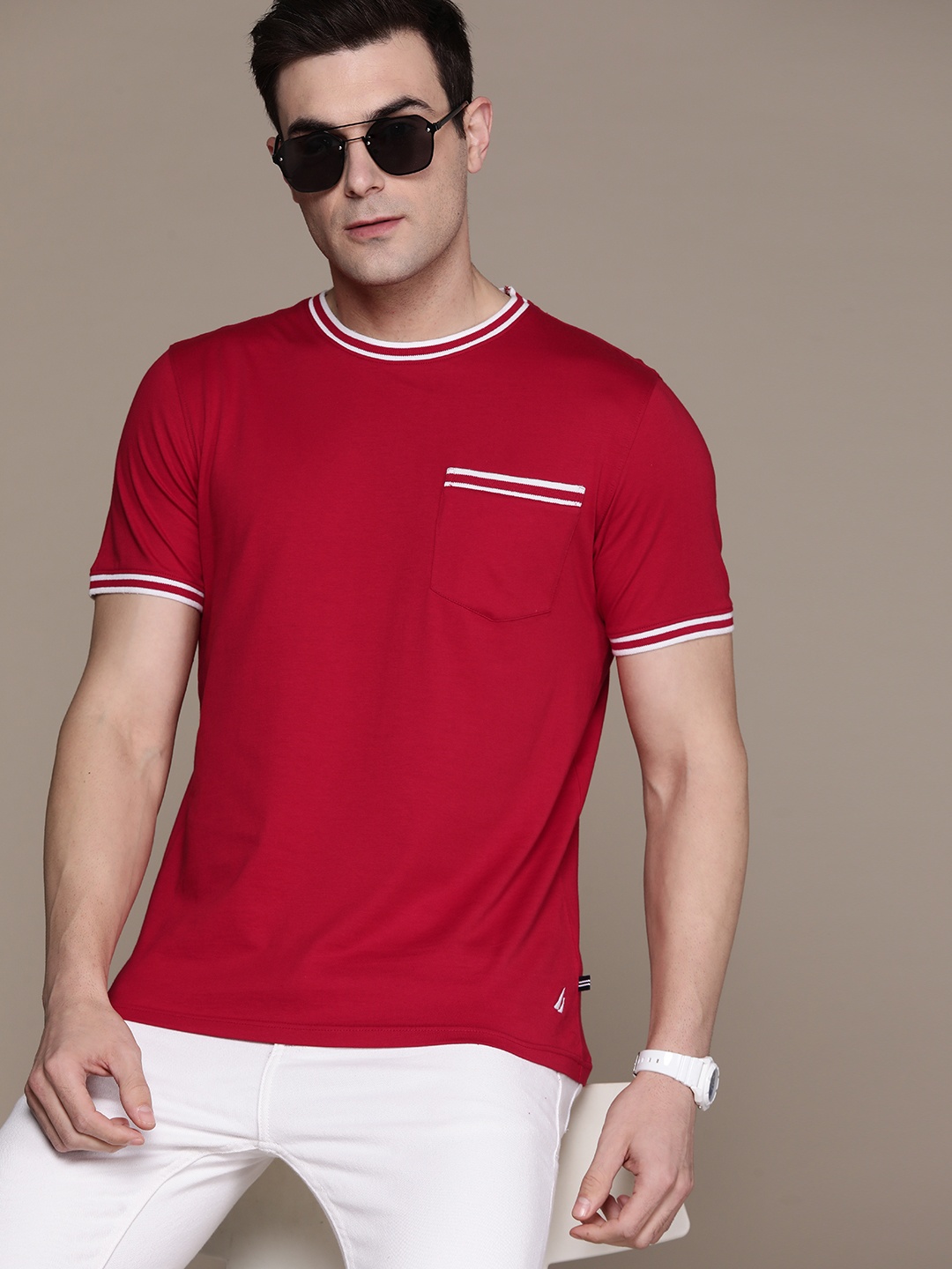 

Nautica Pure Cotton Pocket T-shirt, Red