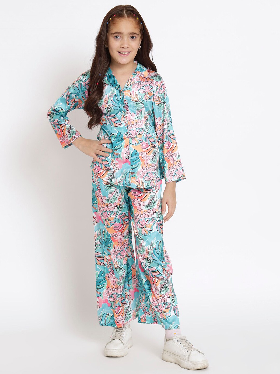 

Readiprint Fashions Girls Floral Printed Top & Trouser, Sea green