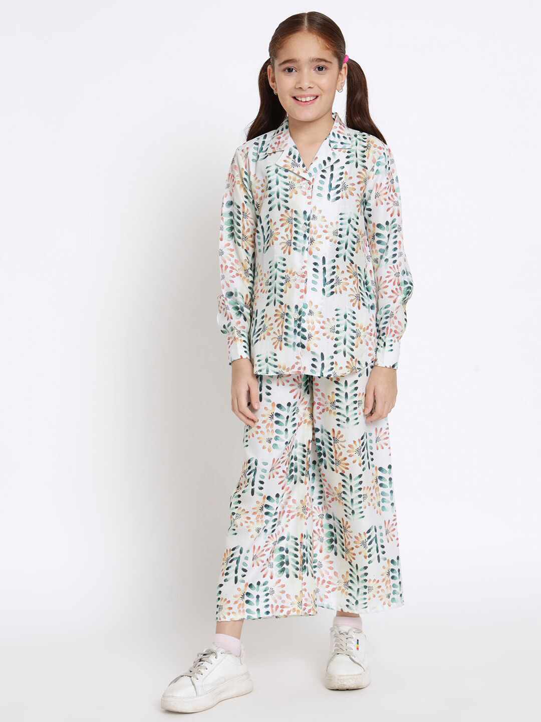 

Readiprint Fashions Girls Floral Printed Pure Cotton Shirt & Trouser, Green